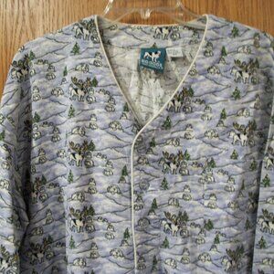 Vintage Ladies Big Dogs Snow Scene Deer Big Dog Nightshirt L/XL